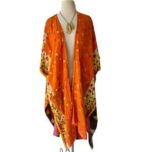 NWT Reversible Kantha Quilted Kimono – Handmade Ikat Patchwork India-OSFM XL